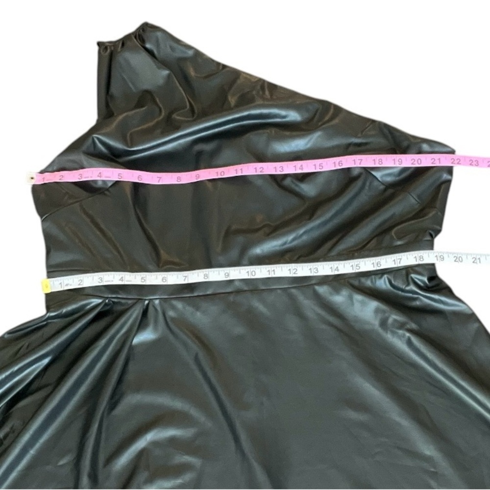 Sofia by Sofia Vergara Black Vegan Leather One-Shoulder Dress - Size 2X - Picture 7 of 10
